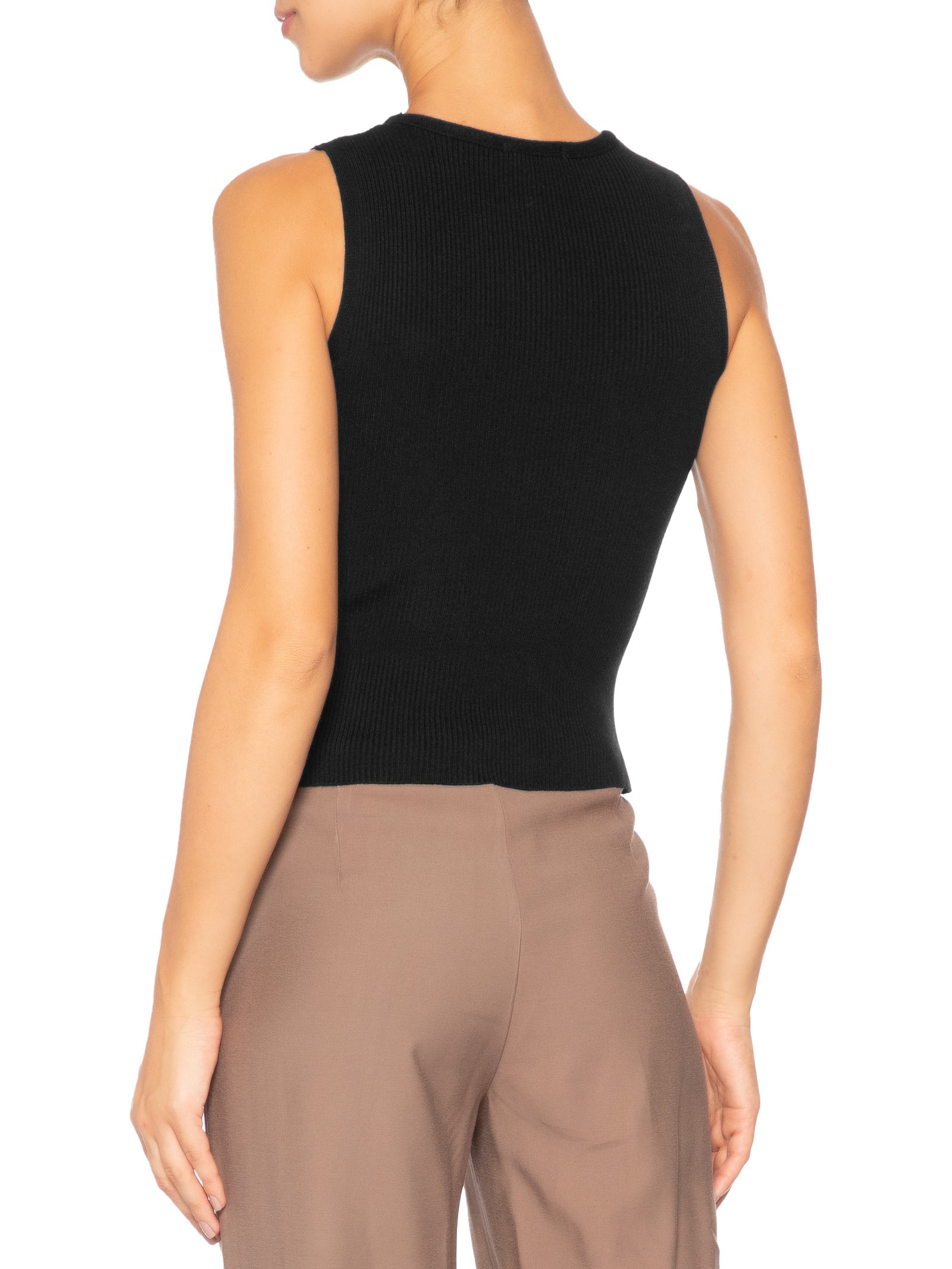 Regata Feminina Tricot Básica Preto Basiq