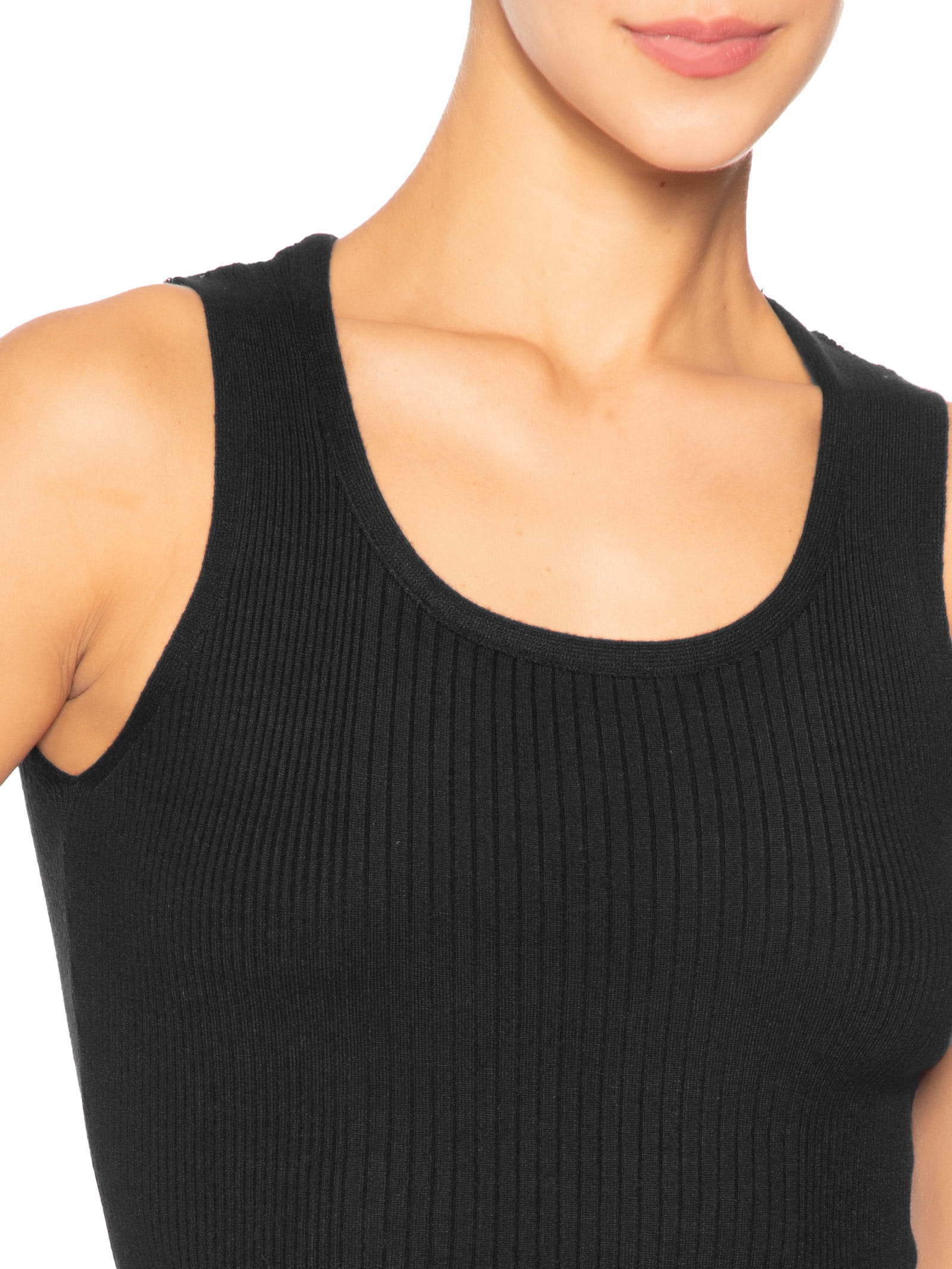 Regata Feminina Tricot Básica Preto Basiq