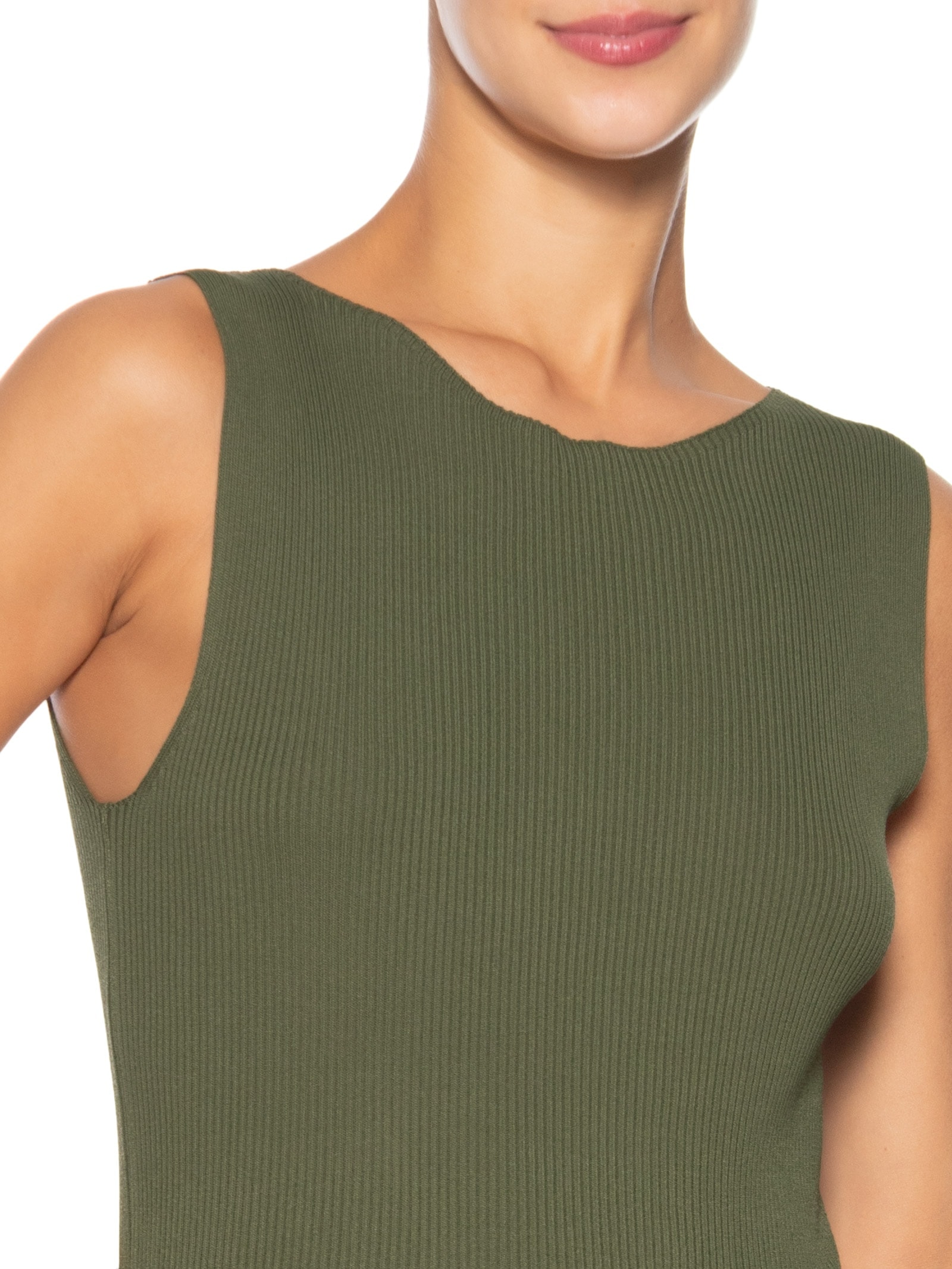 Regata Feminina Tricot Básica Verde Basiq