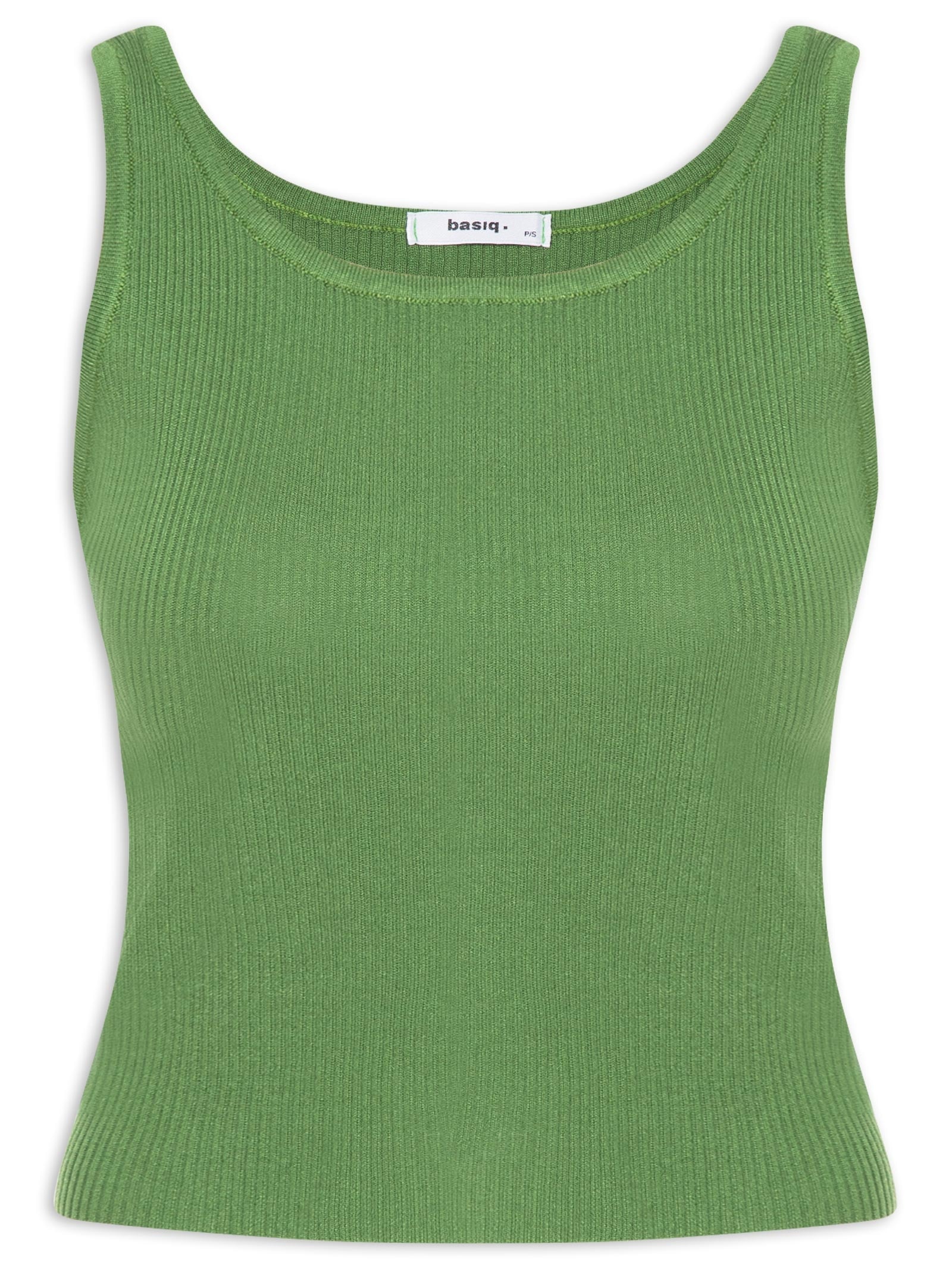 Regata Feminina Tricot Básica Verde Basiq