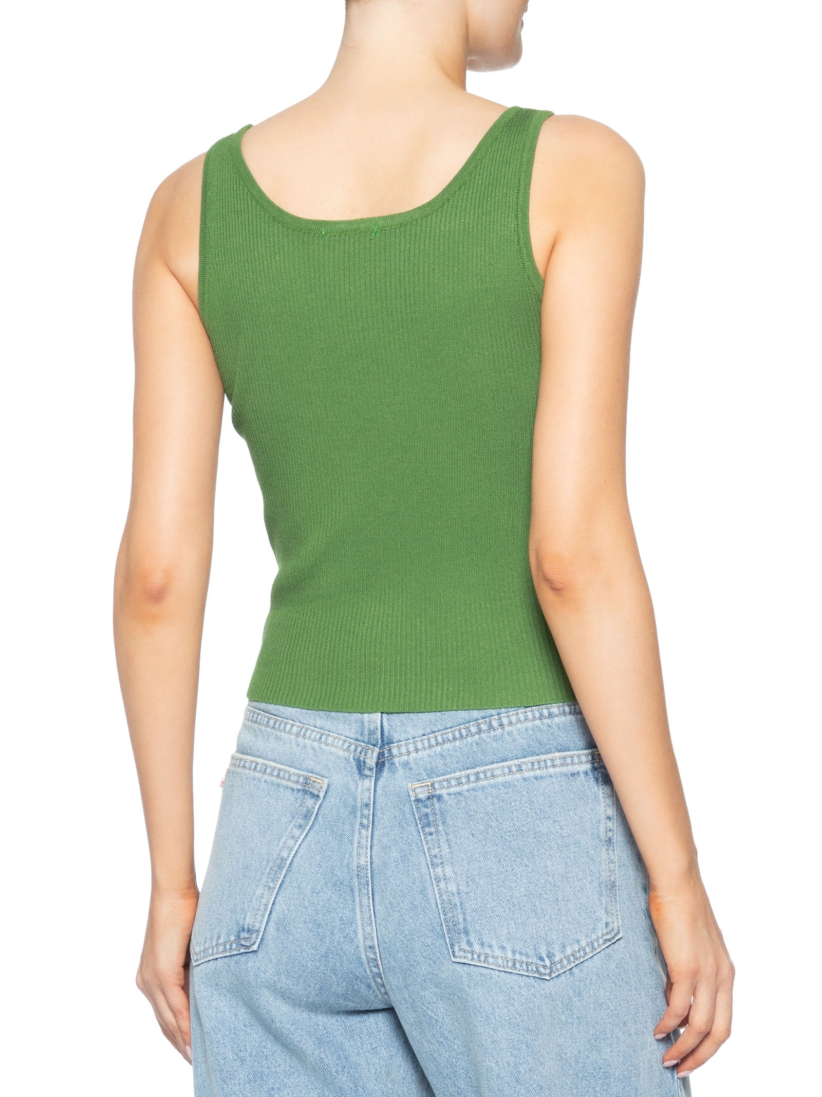 Regata Feminina Tricot Básica Verde Basiq