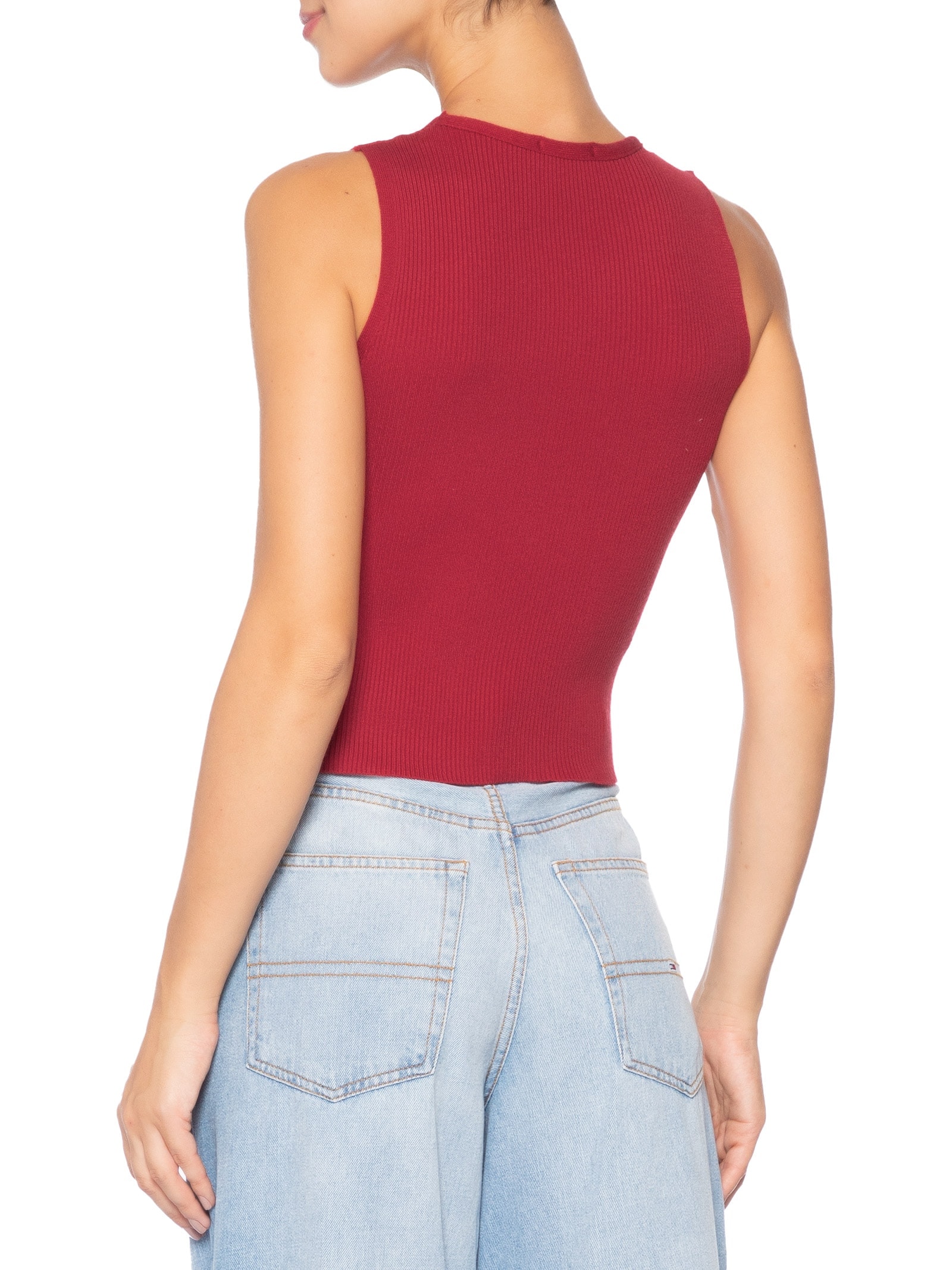 Regata Feminina Tricot Básica Vermelho Basiq