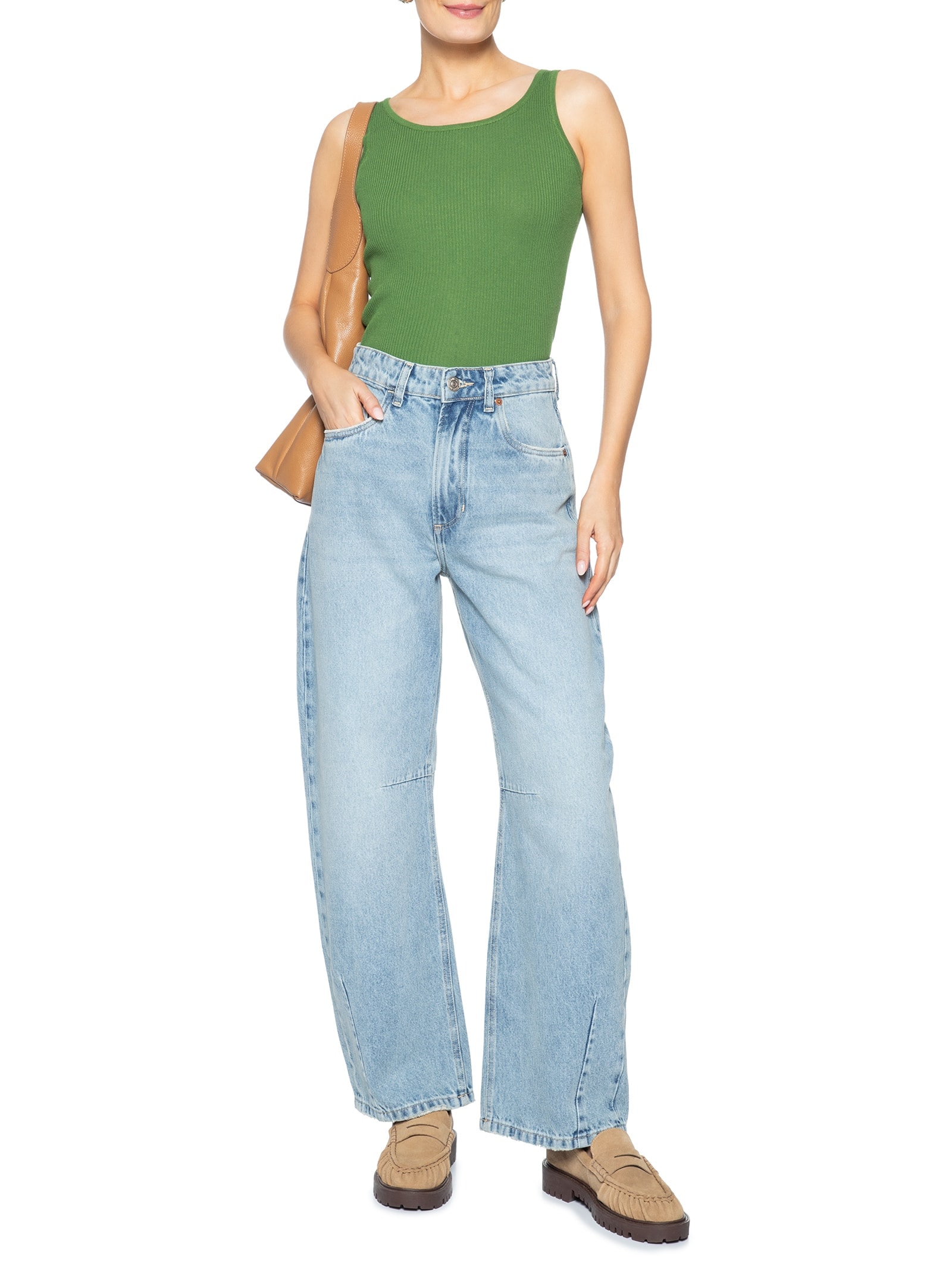 Regata Feminina Tricot Básica – Verde Basiq