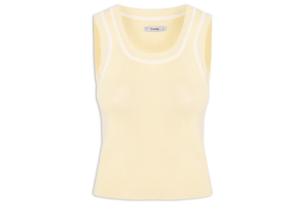 Regata Feminina Tricot Bicolor - Amarelo
