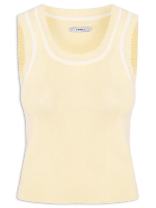 Regata Feminina Tricot Bicolor – Amarelo
