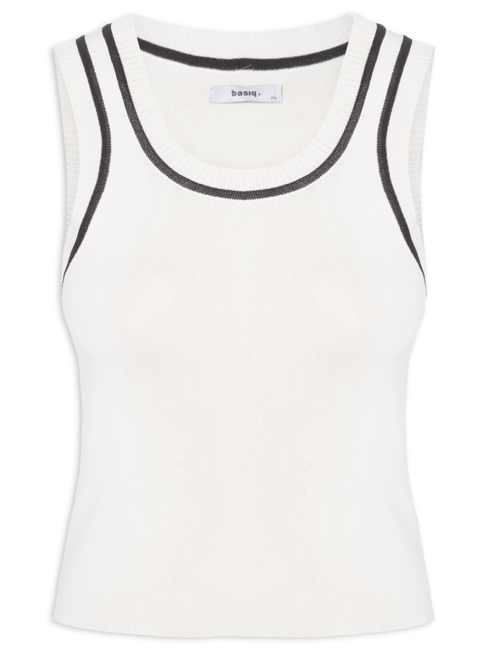 Regata Feminina Tricot Bicolor Off White Basiq