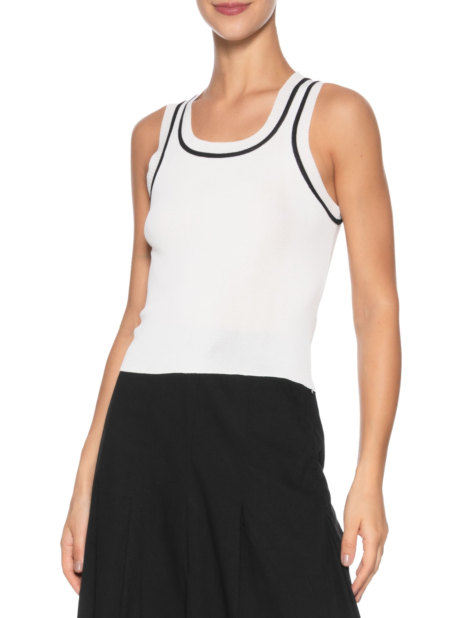 Regata Feminina Tricot Bicolor Off White Basiq