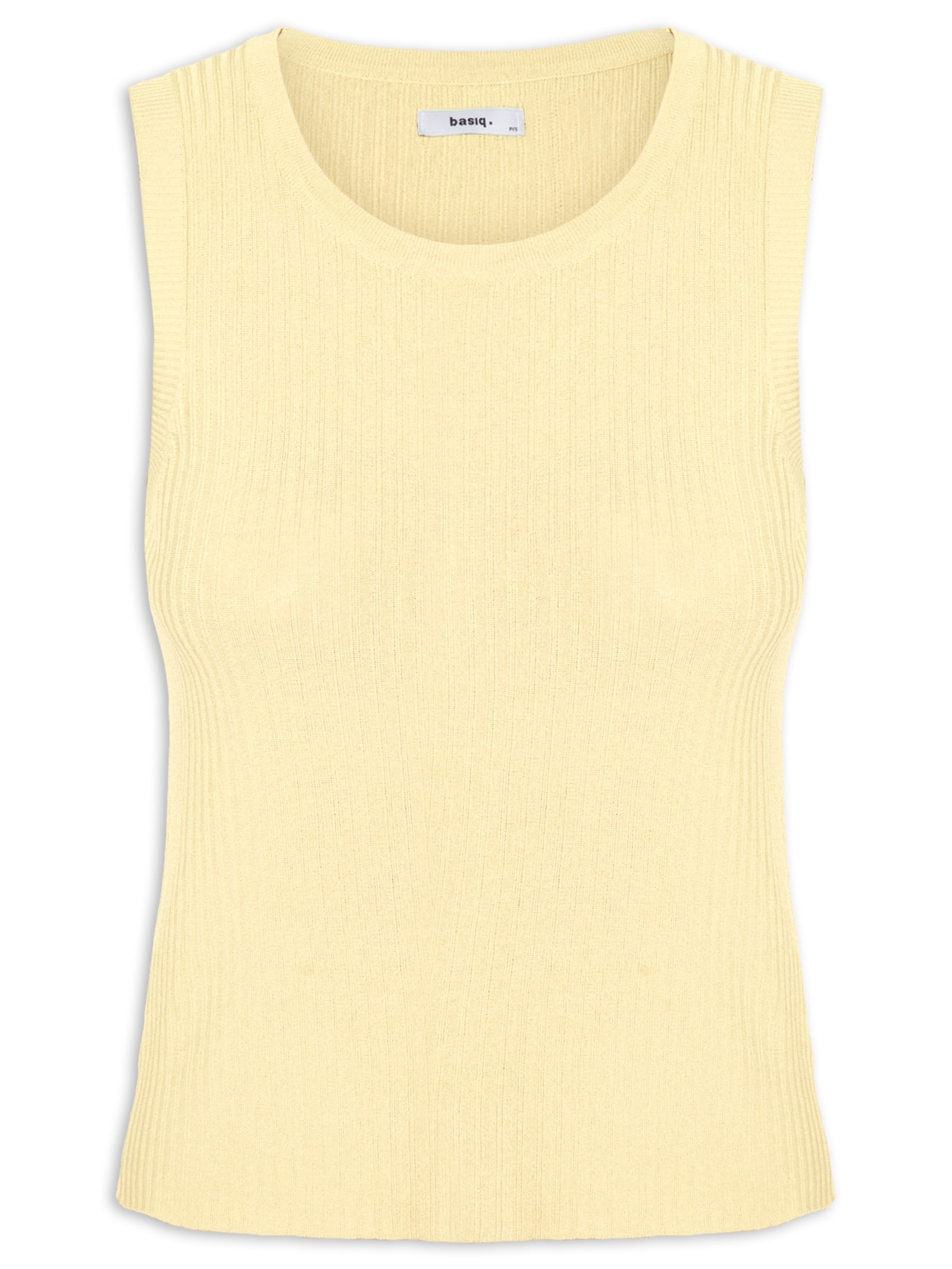 Regata Feminina Tricot Canelada Amarelo Basiq