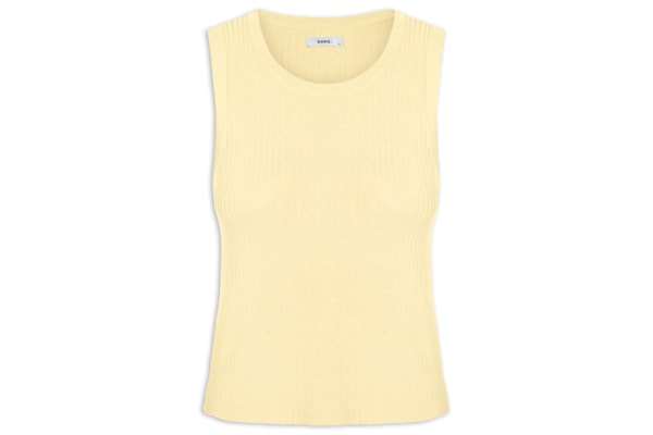 Regata Feminina Tricot Canelada - Amarelo