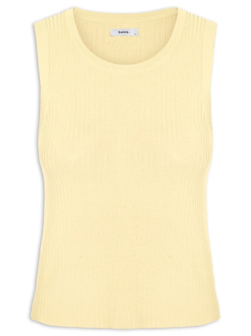 Regata Feminina Tricot Canelada – Amarelo
