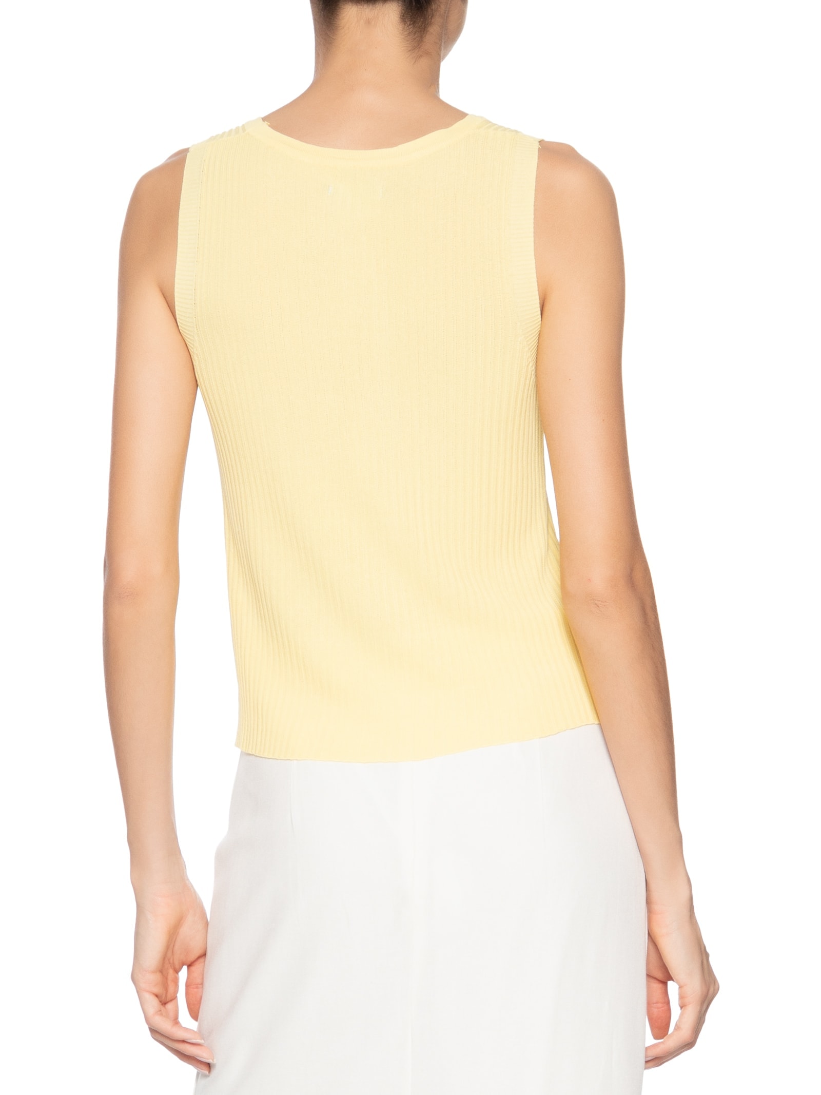 Regata Feminina Tricot Canelada Amarelo Basiq