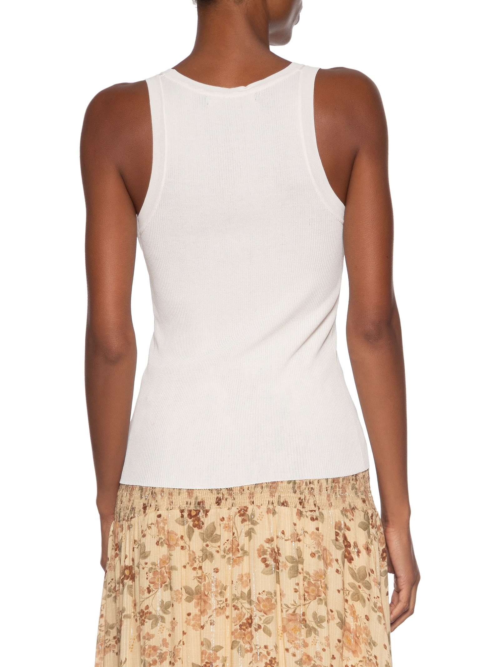 Regata Feminina Tricot Canelada Branco Maria Filó