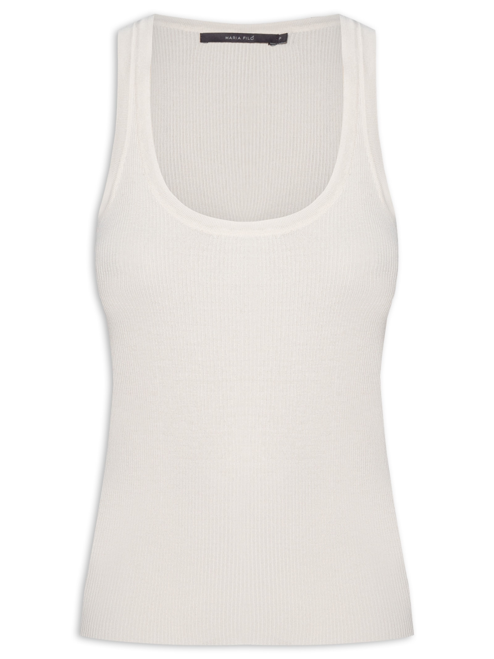 Regata Feminina Tricot Canelada Branco Maria Filó
