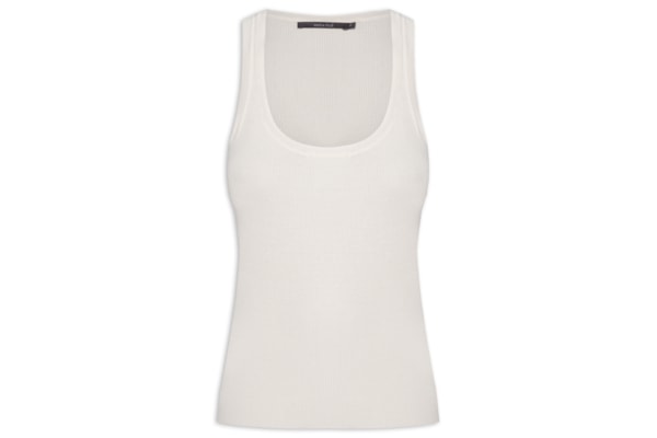 Regata Feminina Tricot Canelada - Branco