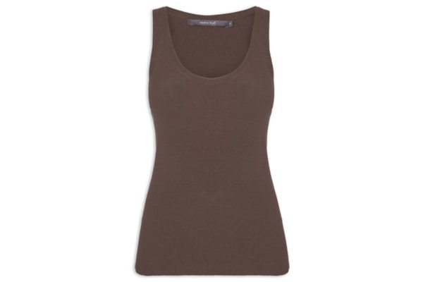 Regata Feminina Tricot Canelada - Marrom