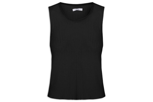 Regata Feminina Tricot Canelada - Preto
