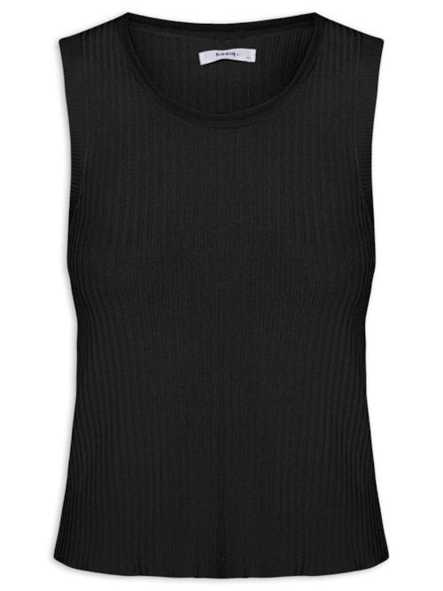 Regata Feminina Tricot Canelada – Preto