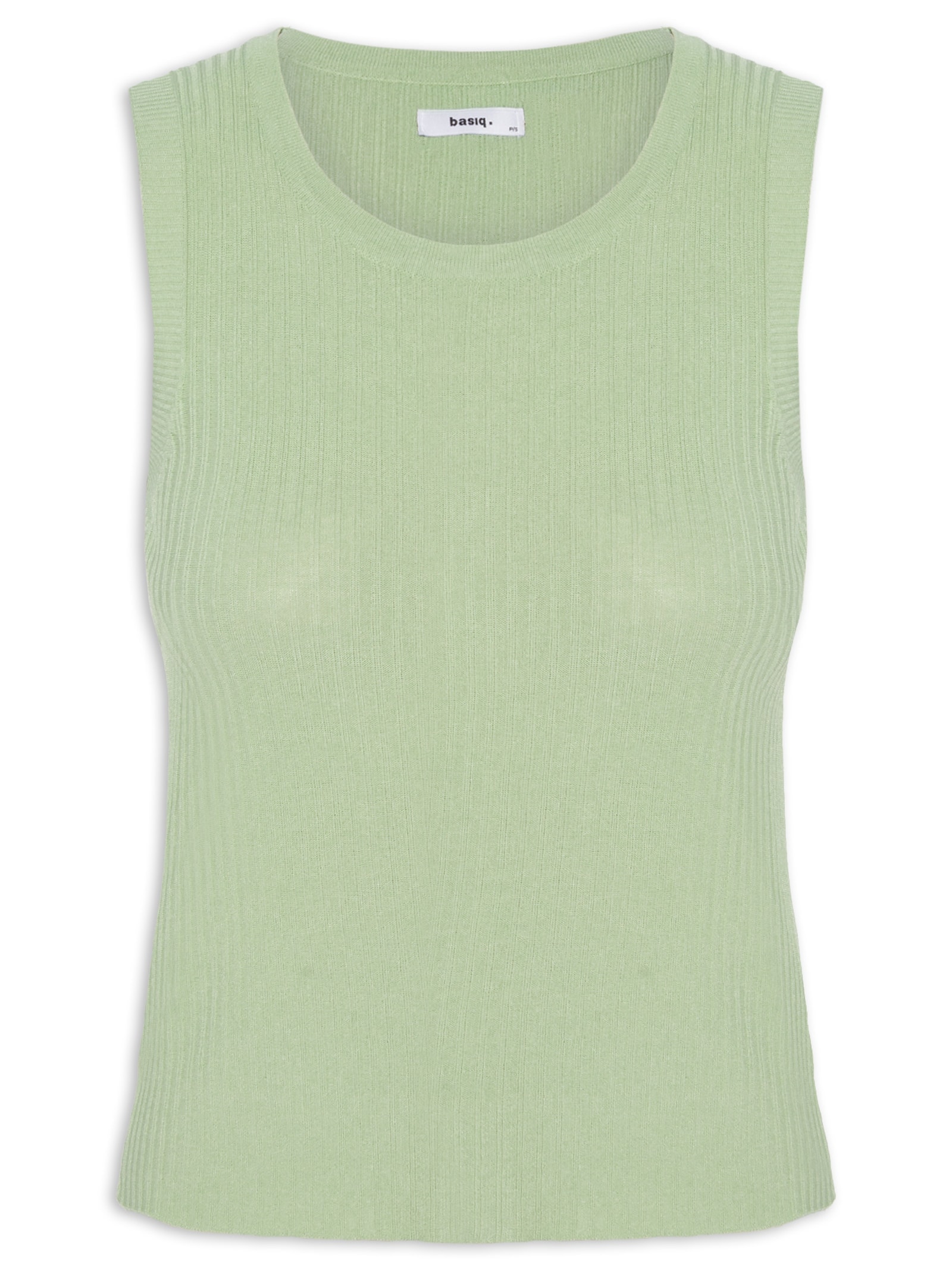 Regata Feminina Tricot Canelada Verde Basiq