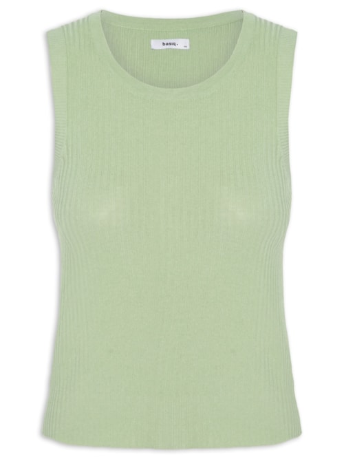 Regata Feminina Tricot Canelada – Verde