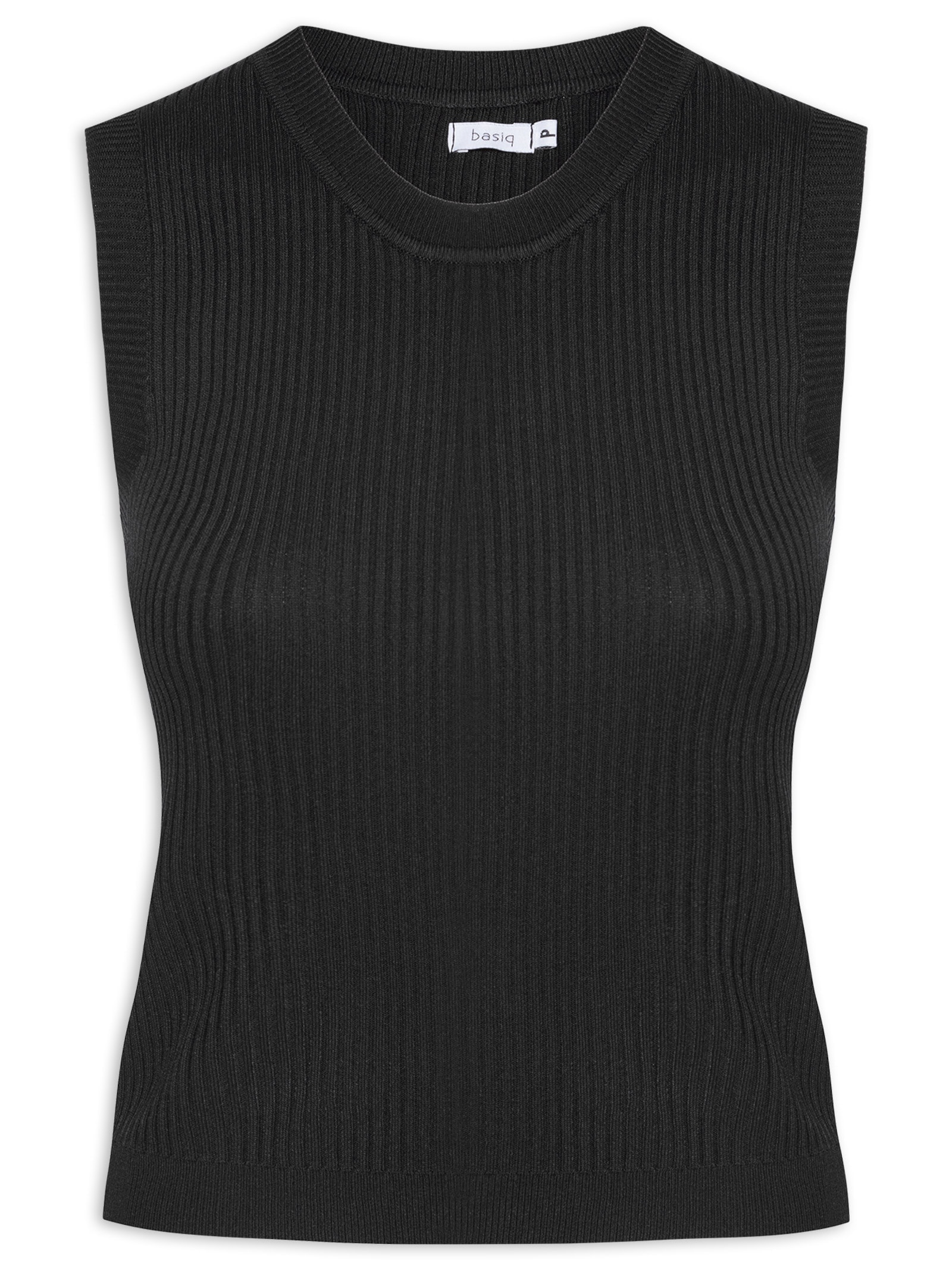 Regata Feminina Tricot Canelado Preto Basiq