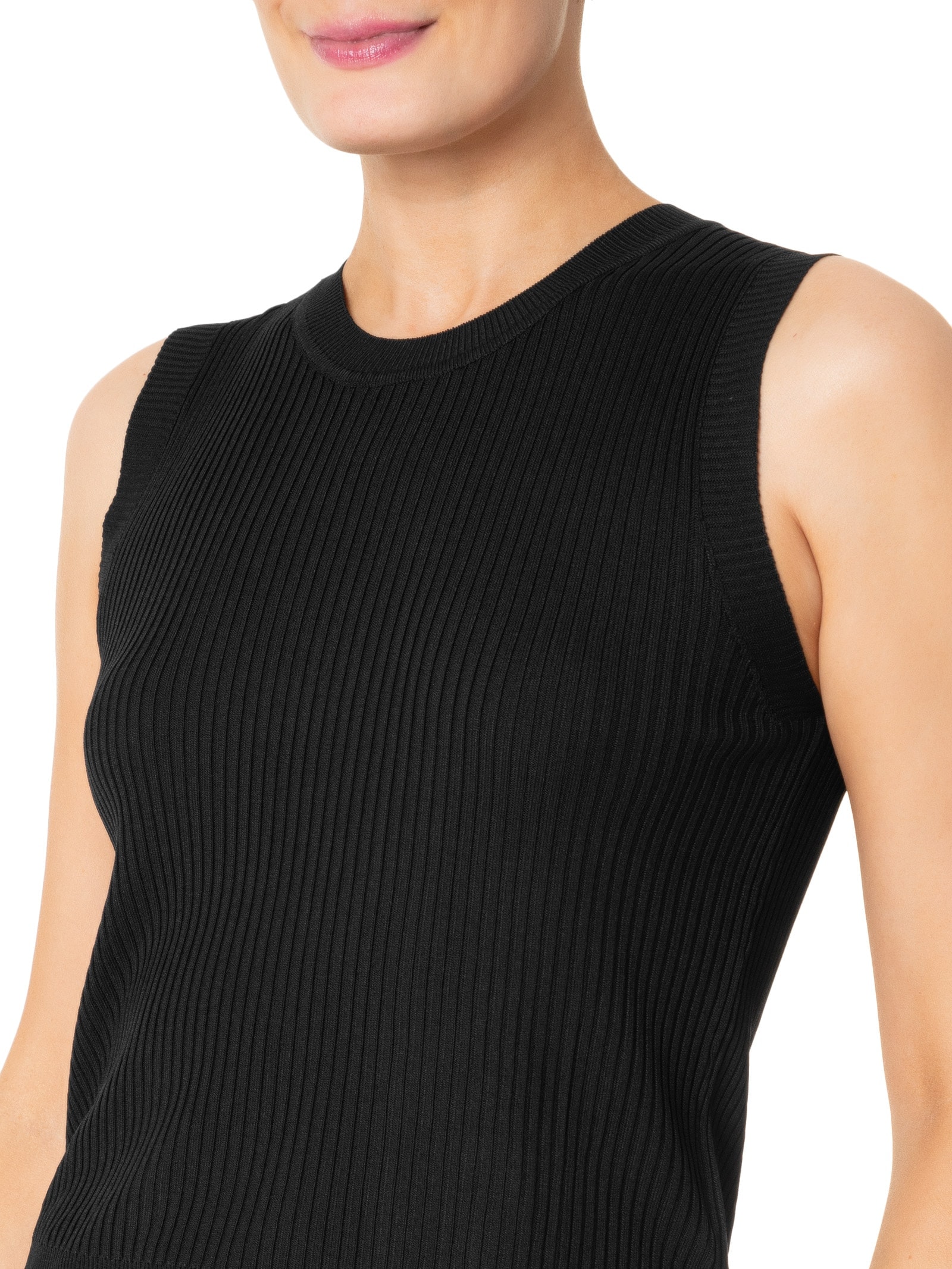 Regata Feminina Tricot Canelado Preto Basiq