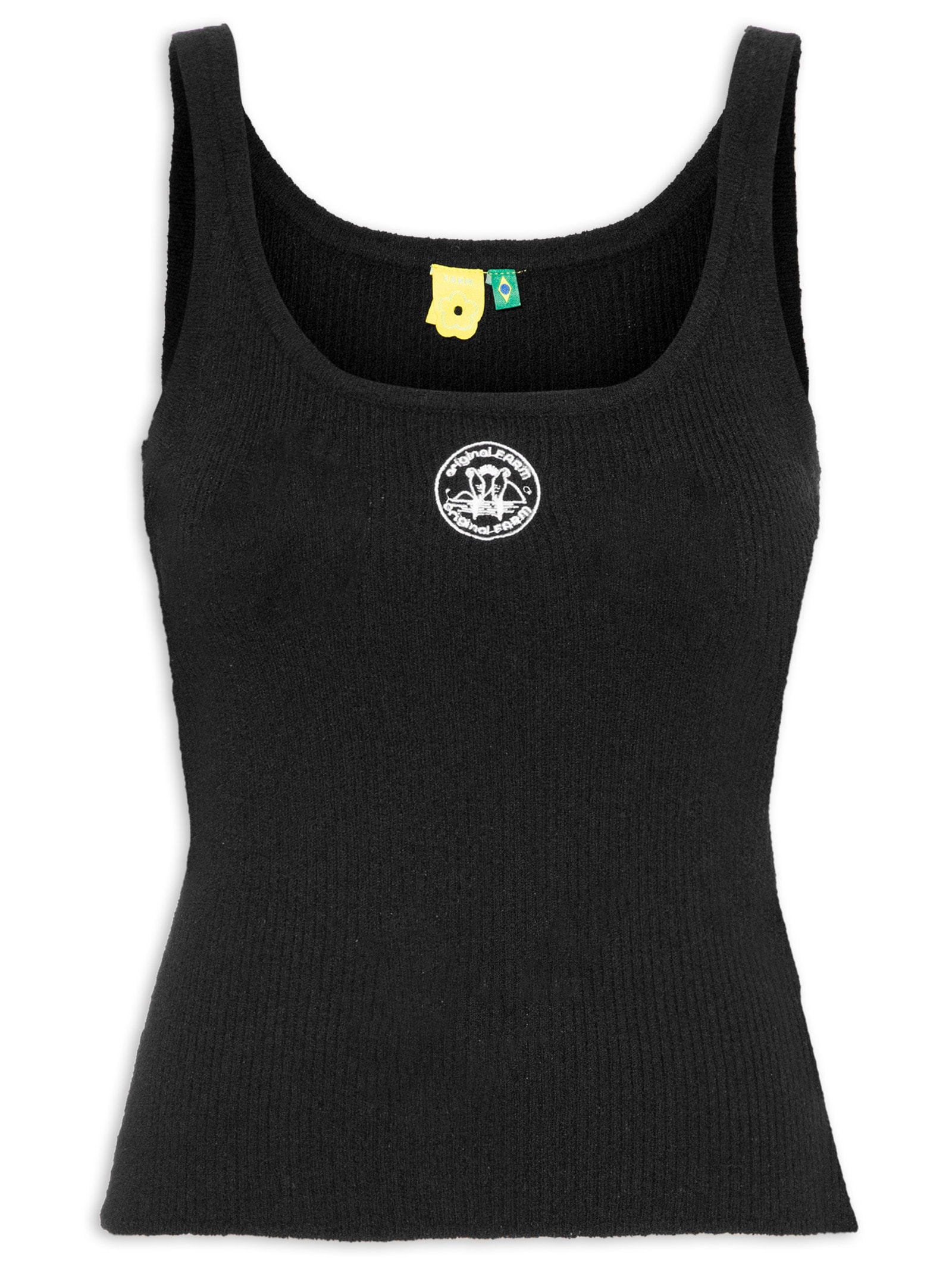 Regata Feminina Tricot Canelado Preto Farm
