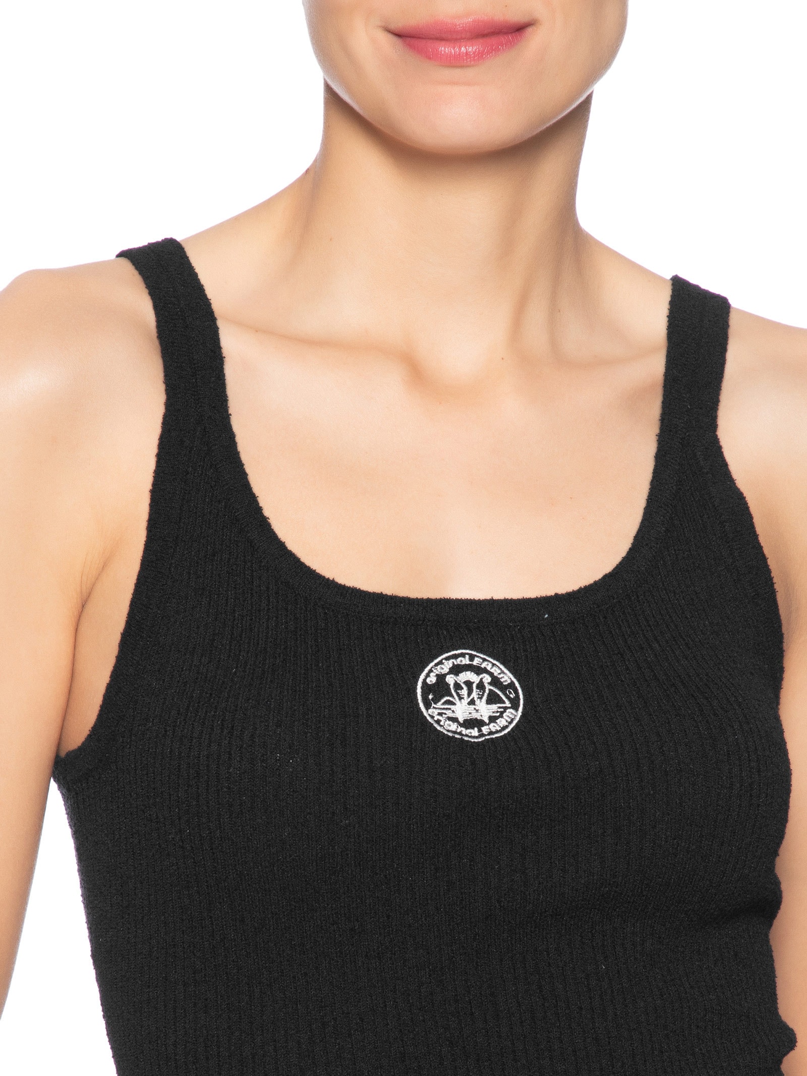 Regata Feminina Tricot Canelado Preto Farm