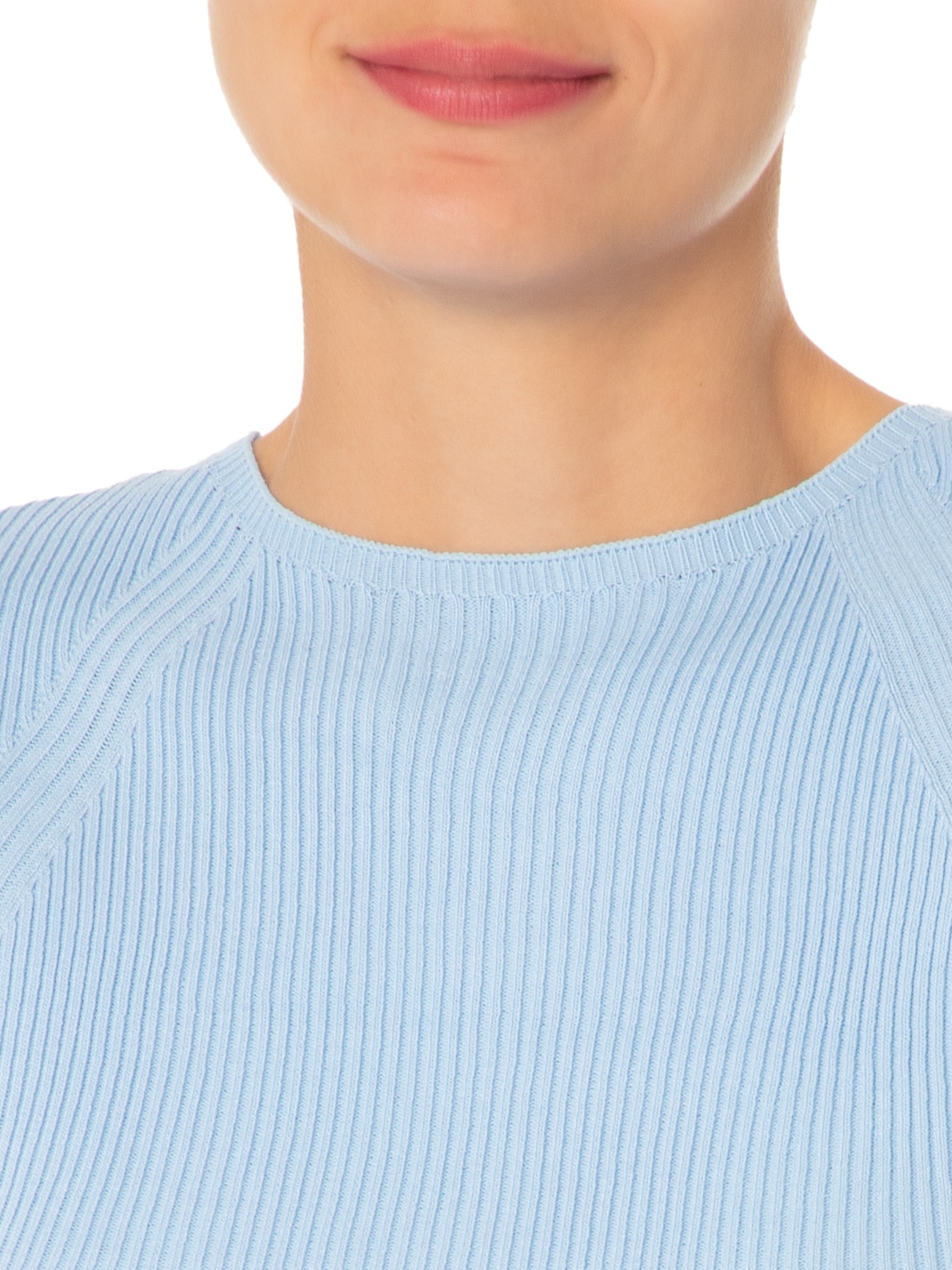 Regata Feminina Tricot Com Fenda Lateral Azul Basiq