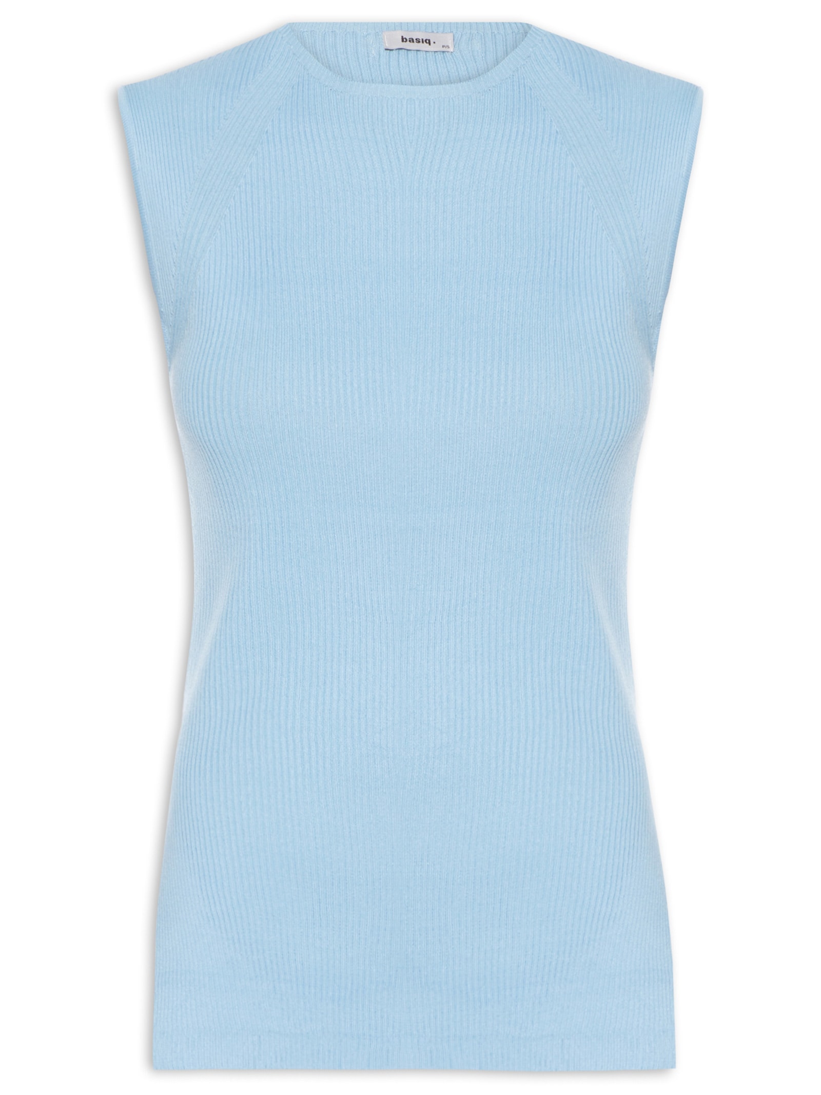 Regata Feminina Tricot Com Fenda Lateral Azul Basiq