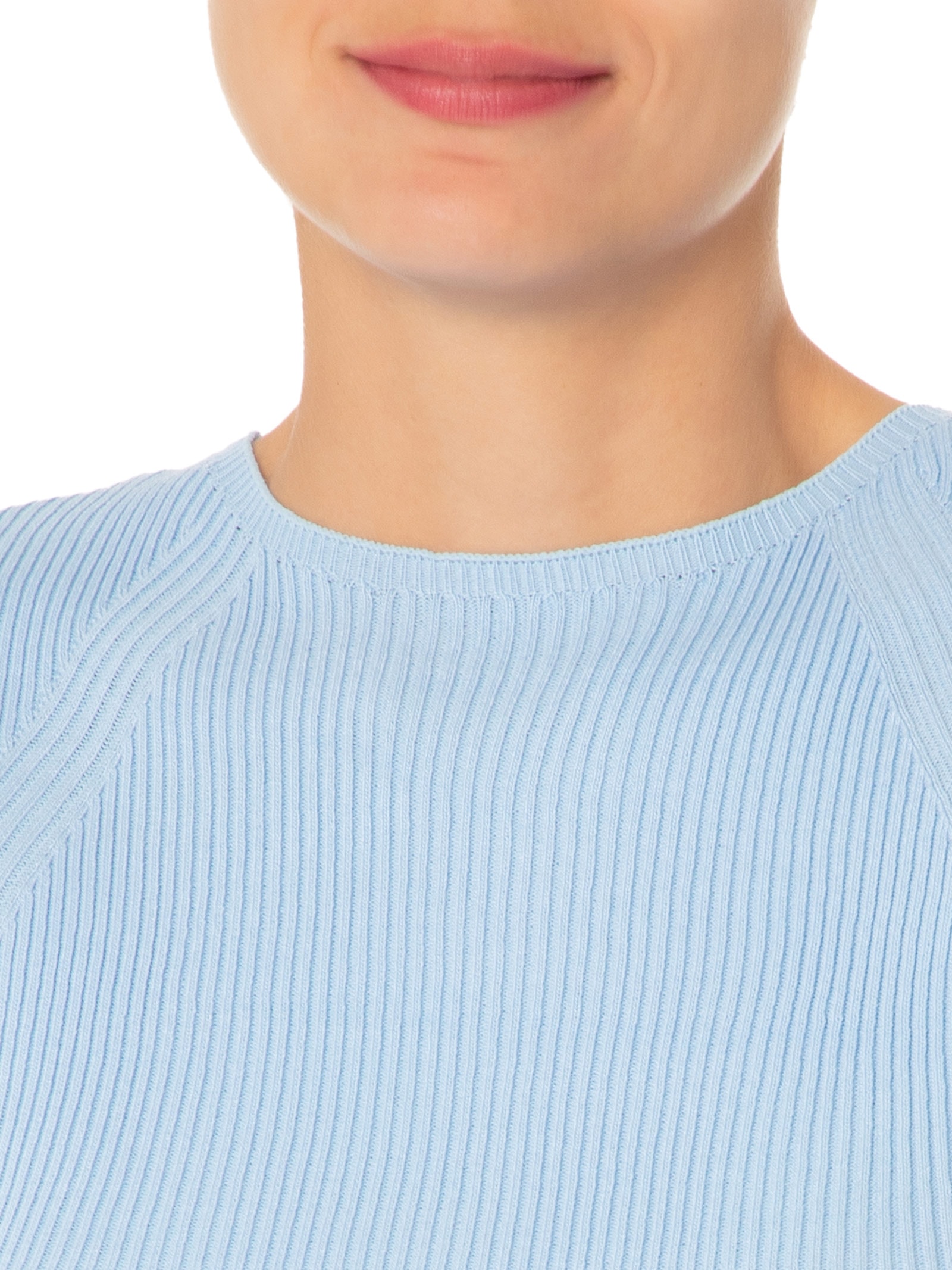 Regata Feminina Tricot Com Fenda Lateral Azul Basiq