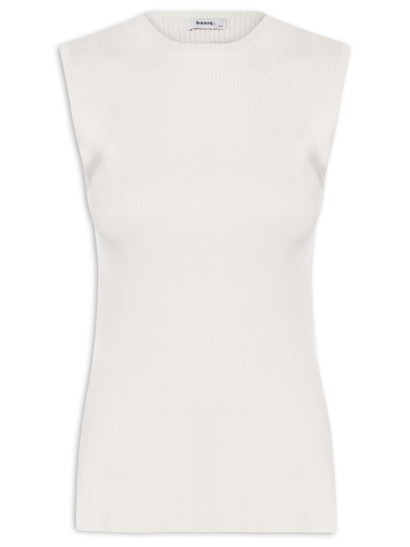 Regata Feminina Tricot Com Fenda Lateral Off White Basiq