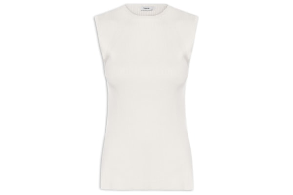 Regata Feminina Tricot Com Fenda Lateral - Off White