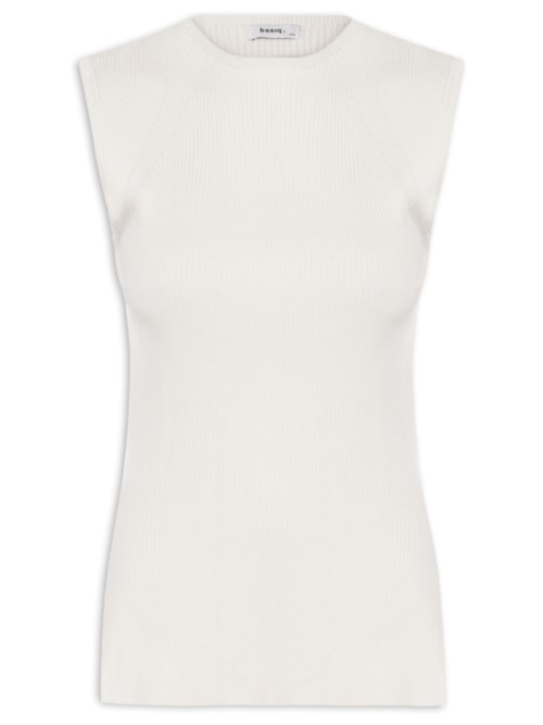 Regata Feminina Tricot Com Fenda Lateral – Off White