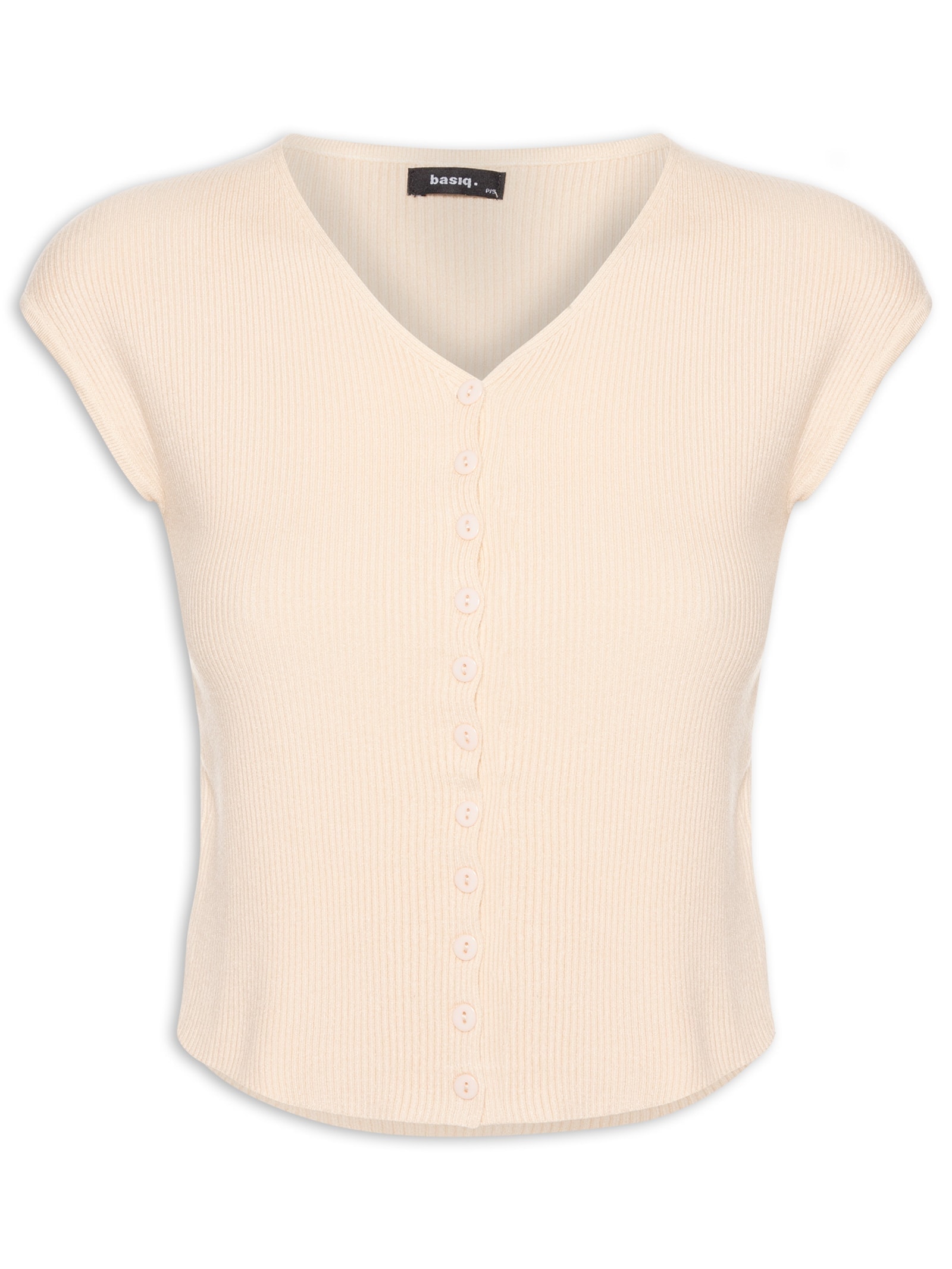 Regata Feminina Tricot De Botão Amarelo Basiq