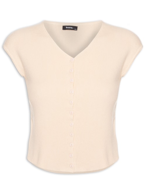 Regata Feminina Tricot De Botão – Amarelo