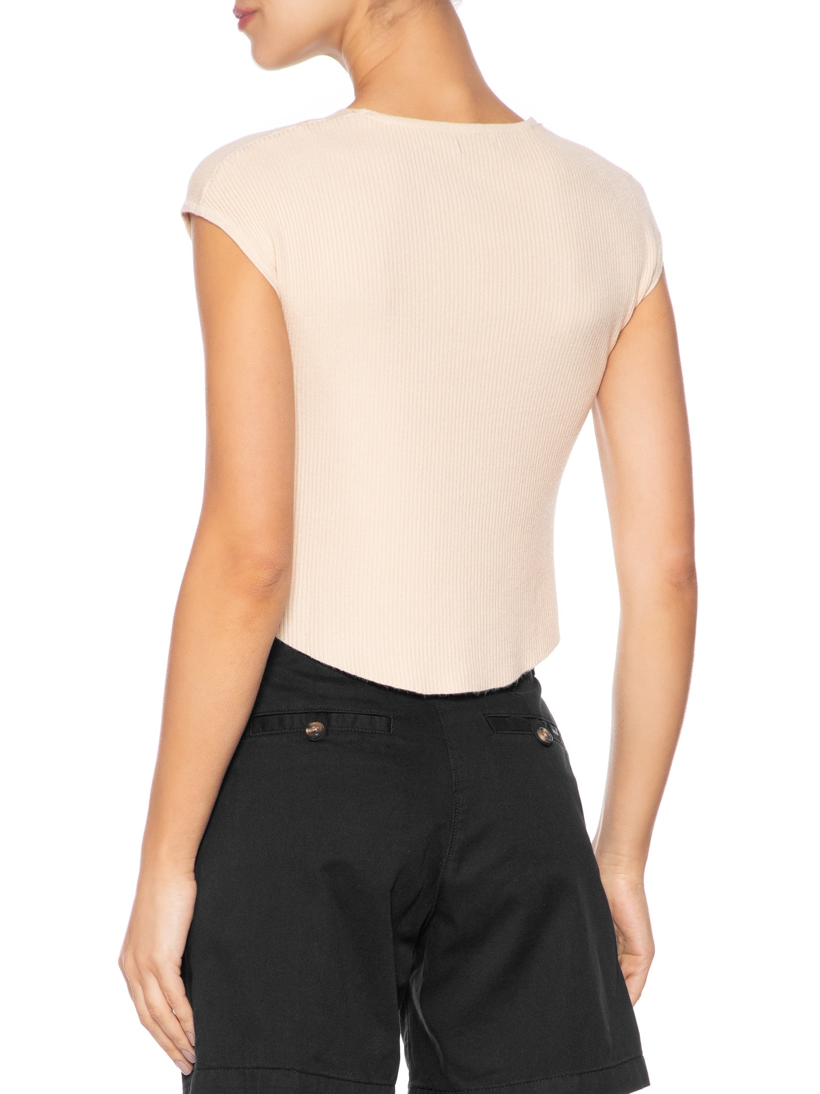 Regata Feminina Tricot De Botão Amarelo Basiq