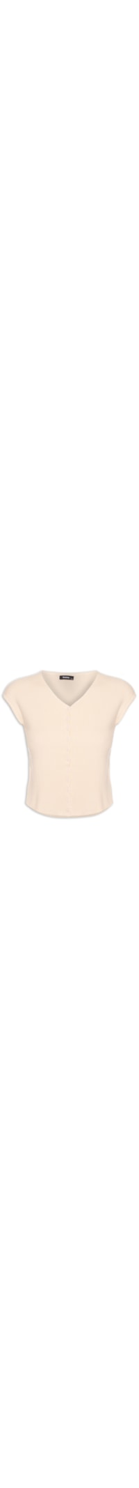 Regata Feminina Tricot De Botão - Amarelo