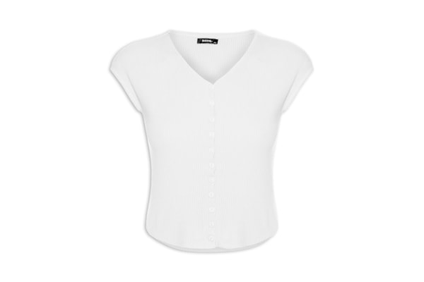 Regata Feminina Tricot De Botão - Branco