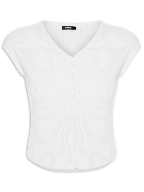 Regata Feminina Tricot De Botão – Branco