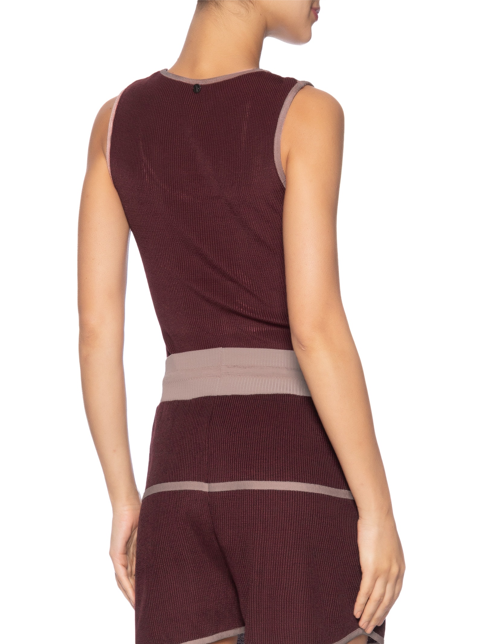 Regata Feminina Tricot Decote Duplo Vermelho Animale Jeans
