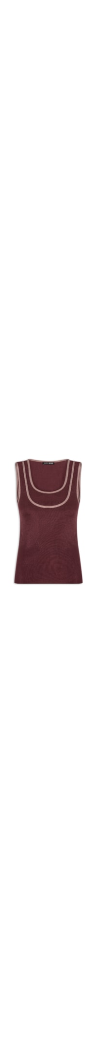 Regata Feminina Tricot Decote Duplo - Vermelho