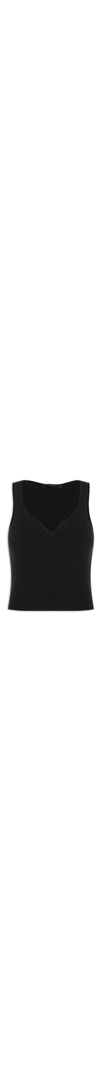 Regata Feminina Tricot Decote V - Preto