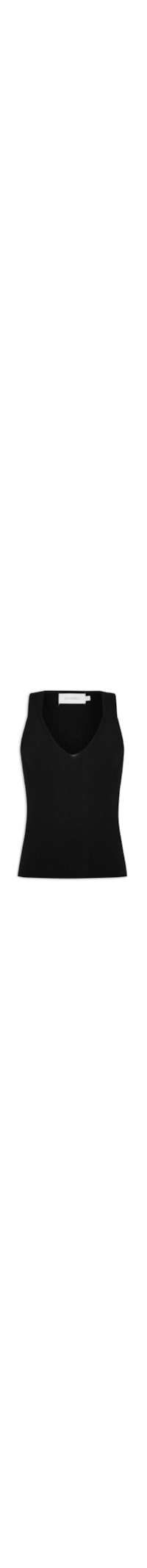 Regata Feminina Tricot Decote V - Preto