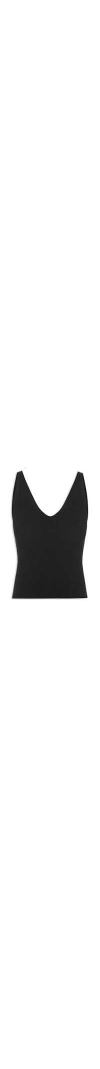Regata Feminina Tricot Decote V - Preto