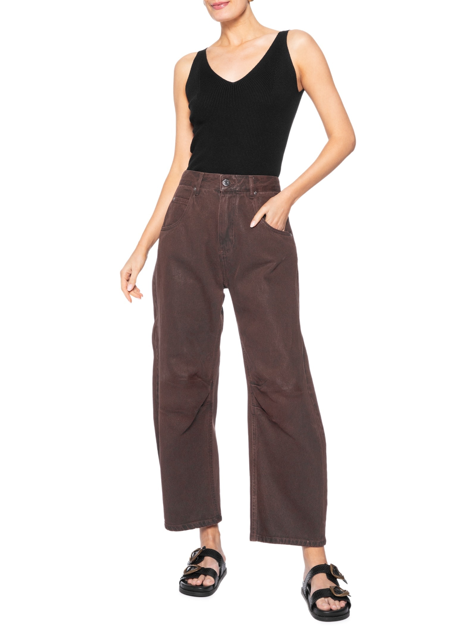 Regata Feminina Tricot Decote V – Preto Basiq