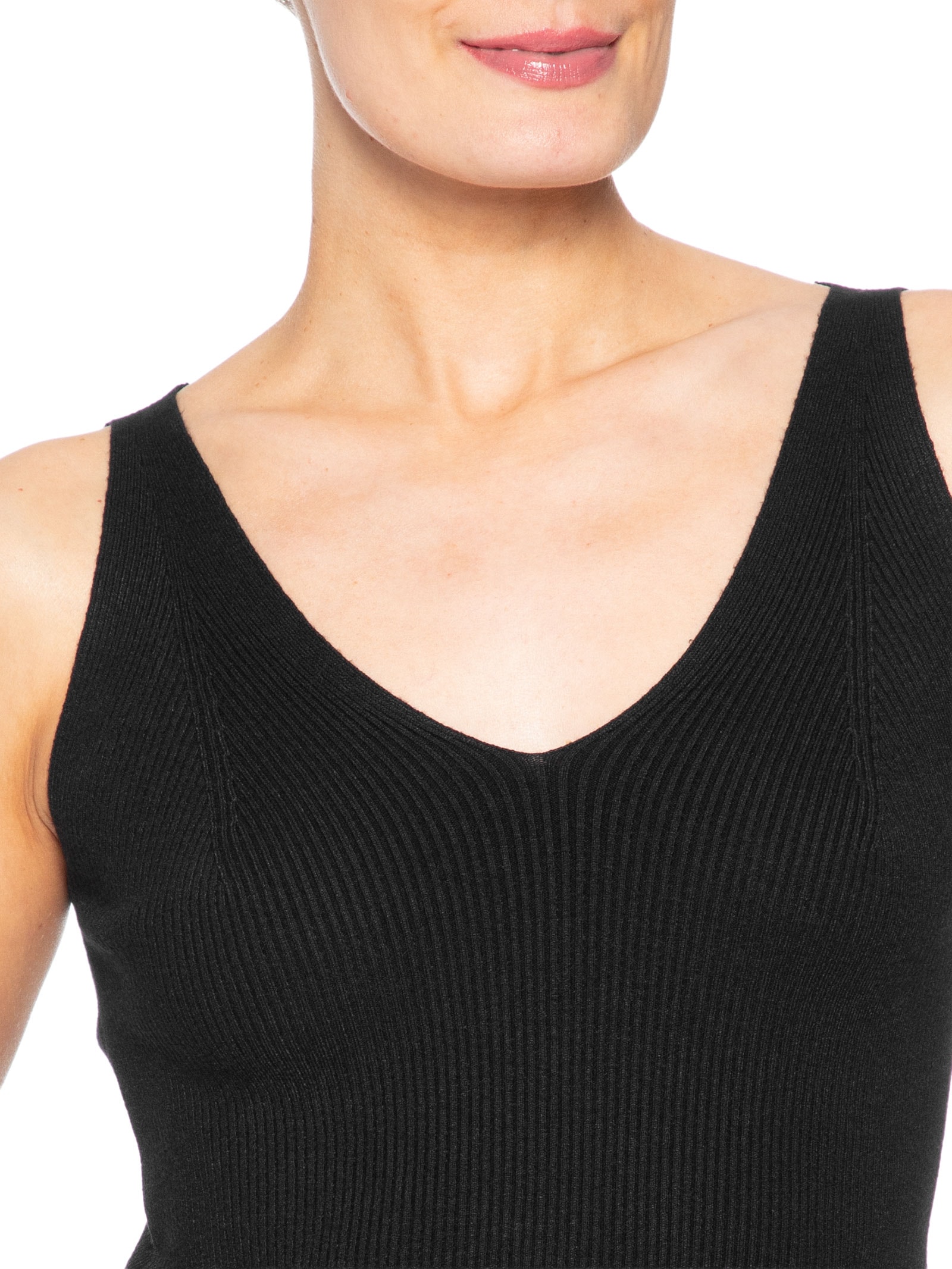 Regata Feminina Tricot Decote V – Preto Basiq
