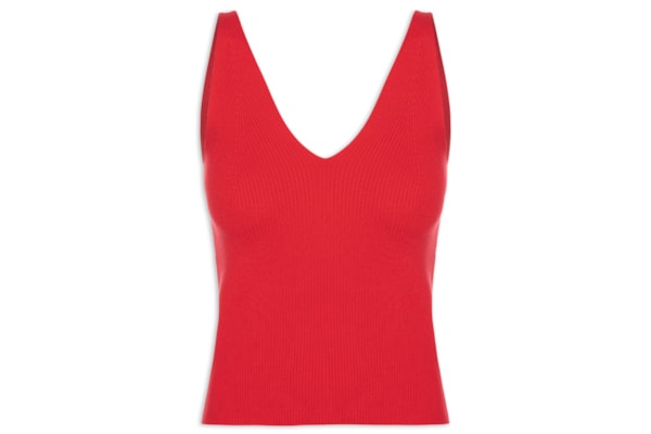 Regata Feminina Tricot Decote V – Vermelho
