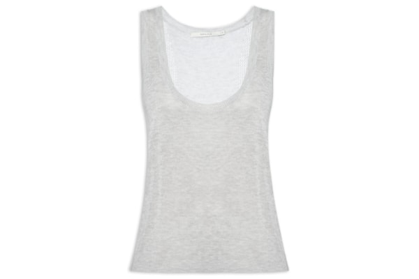 Regata Feminina Tricot Detalhe Cava - Cinza 