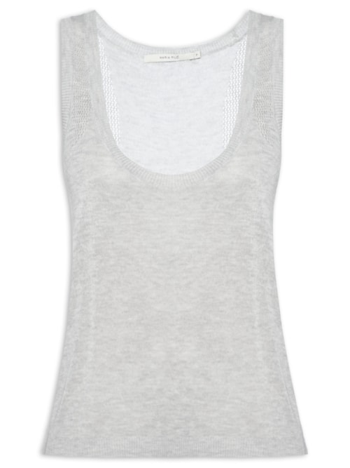 Regata Feminina Tricot Detalhe Cava – Cinza