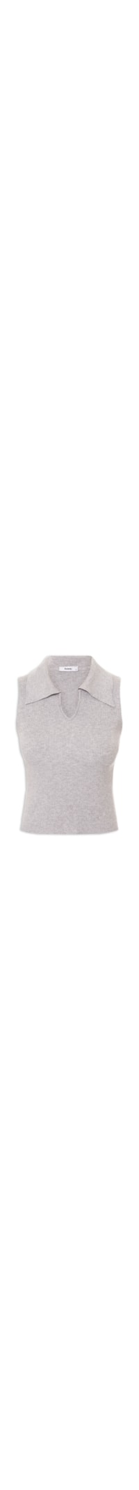 Regata Feminina Tricot Gola Polo - Cinza